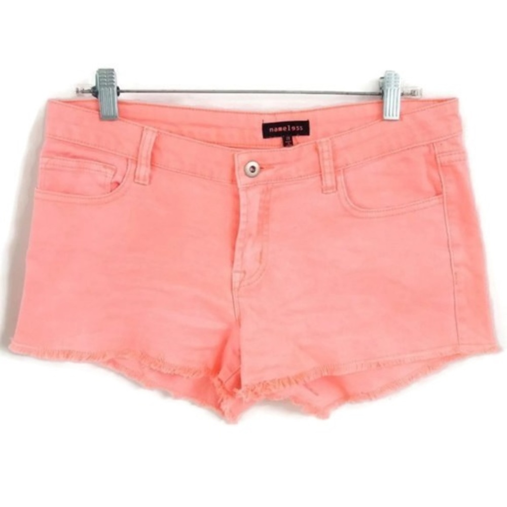 “Nameless” Brand Coral Cutoff Denim Shorts